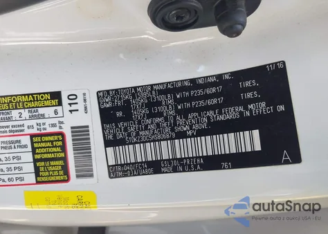 2017 Toyota Sienna Le 8 Passenger из США, поврежденный, VIN 5TDKZ3DC5HS806879